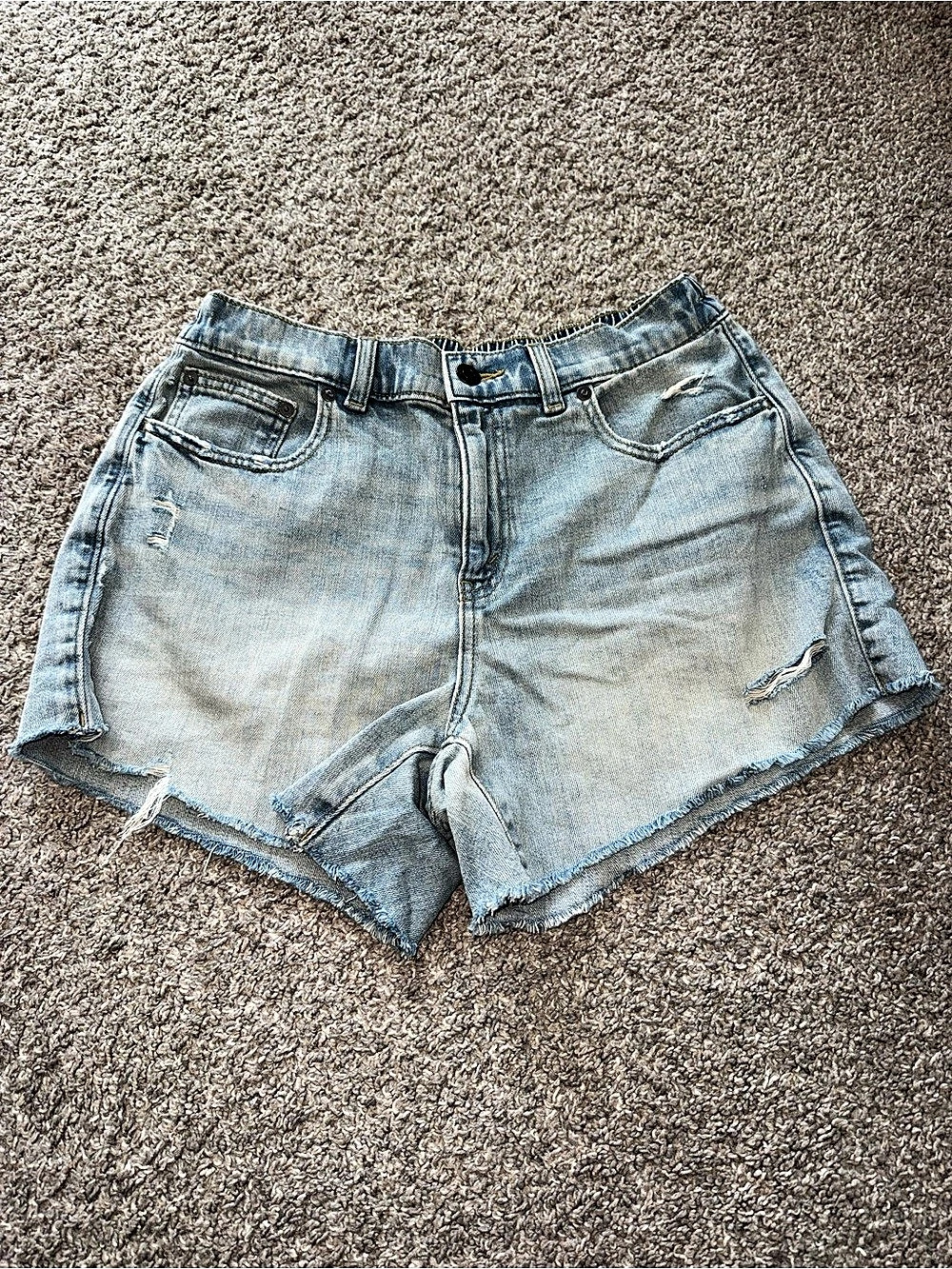 Aerie Daydream Denim Short Distressed Denim Jean Shorts - Blue, Medium